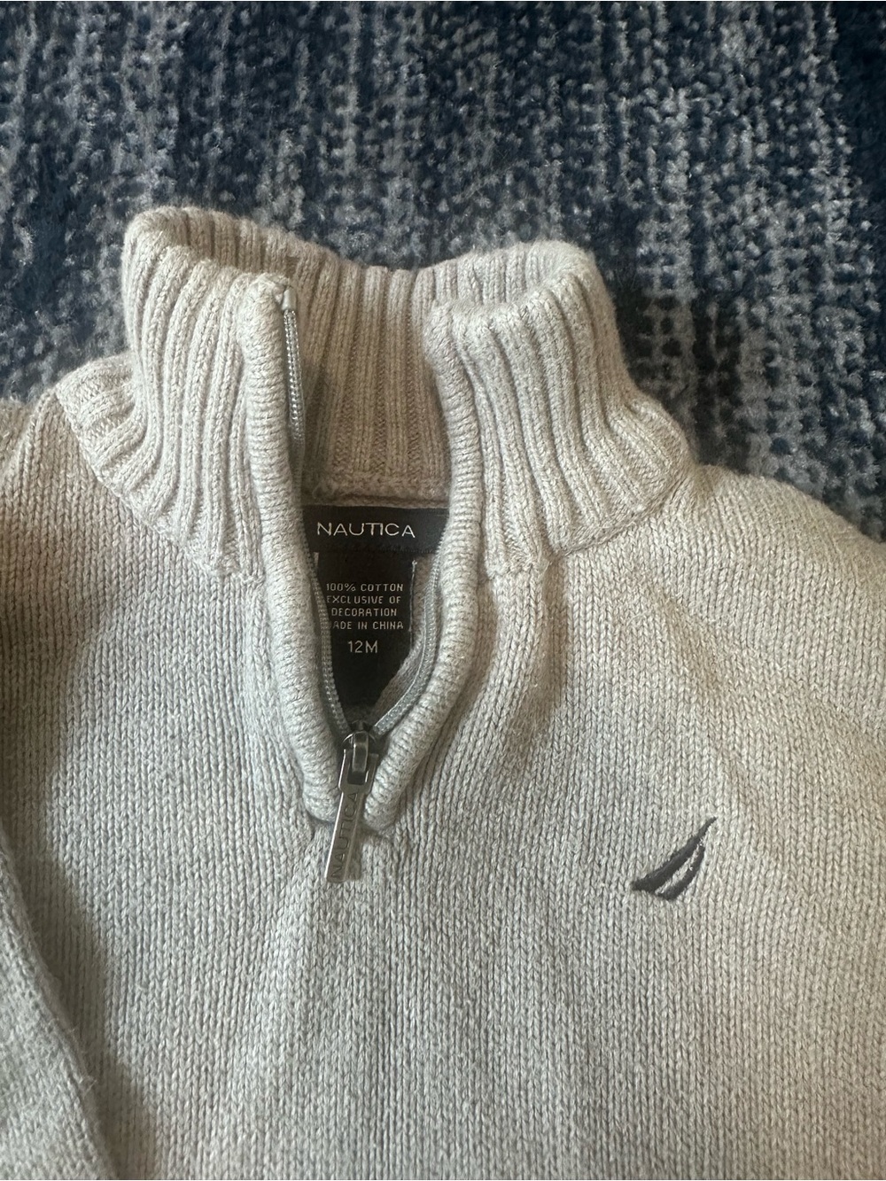 Nautica toddler 12M flee Light Gray Quarter-Zip Sweater